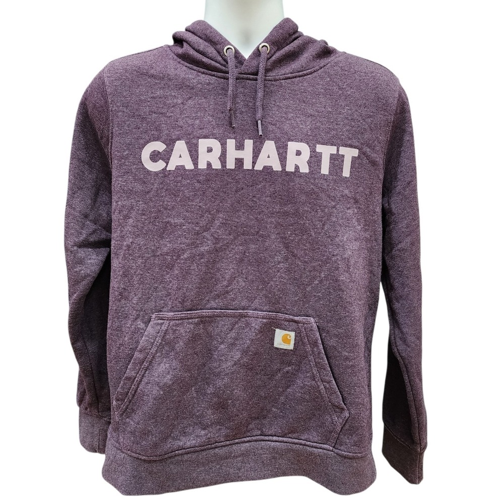 Carhartt Purple Hoodie Women's Large 12-14 Relaxed Fit Logo Pullover EUC